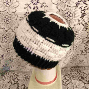 Black & White Basketweave Messy Bun Hat
