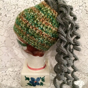 Multicolored Browns & Greens Messy Bun Hat