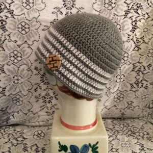 Gray & White  Striped Beanie
