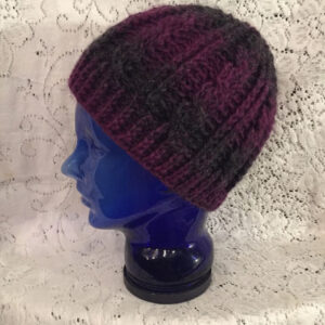 Multicolored Purple & Gray Cable Hat