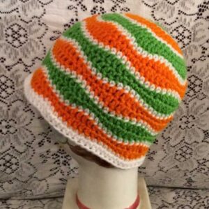 Orange and Green Brainwaves Beanie