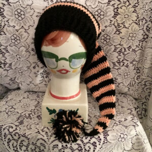 Peachy Pink & Black Stocking Cap