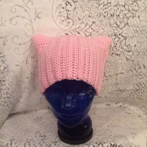Ribbed Pink Pussy Cat Hat