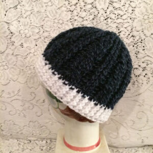 Navy Tweed with White Cabled Hat