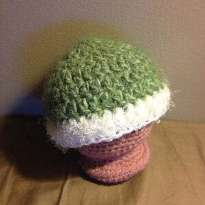 Green and White Fuzzy Newborn Hat