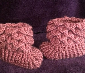 Pink Crocodile Stitch Booties