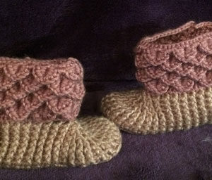 Dual Pink Crocodile Stitch Booties