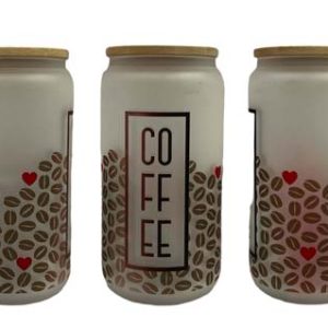 Customizable Coffee Hearts (frosted) 16oz Glass Mug