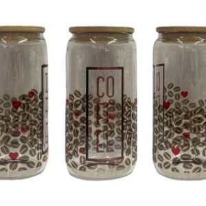 Customizable Coffee Hearts (clear) 16oz Glass Mug