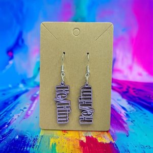 He/Him Print Earrings