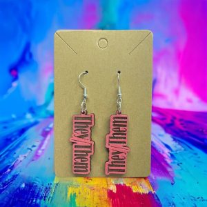 Printed Pronoun Earrings (variable)