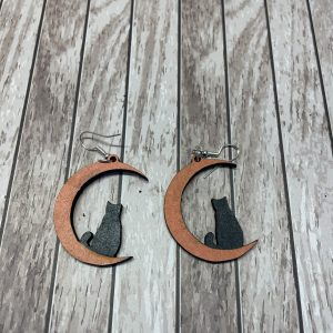 Cat in the Moon Earrings
