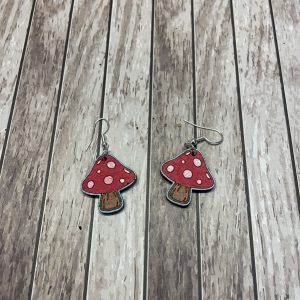 Engraved Spot Mushroom Earrings