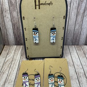 Rectangle Snowman Earrings